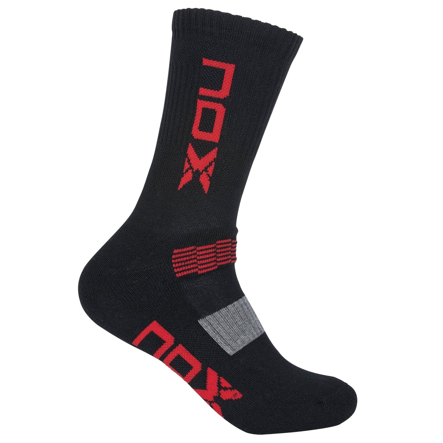 NOX Magasszárú Sportzokni Black/Red Logo - Padel 4 All