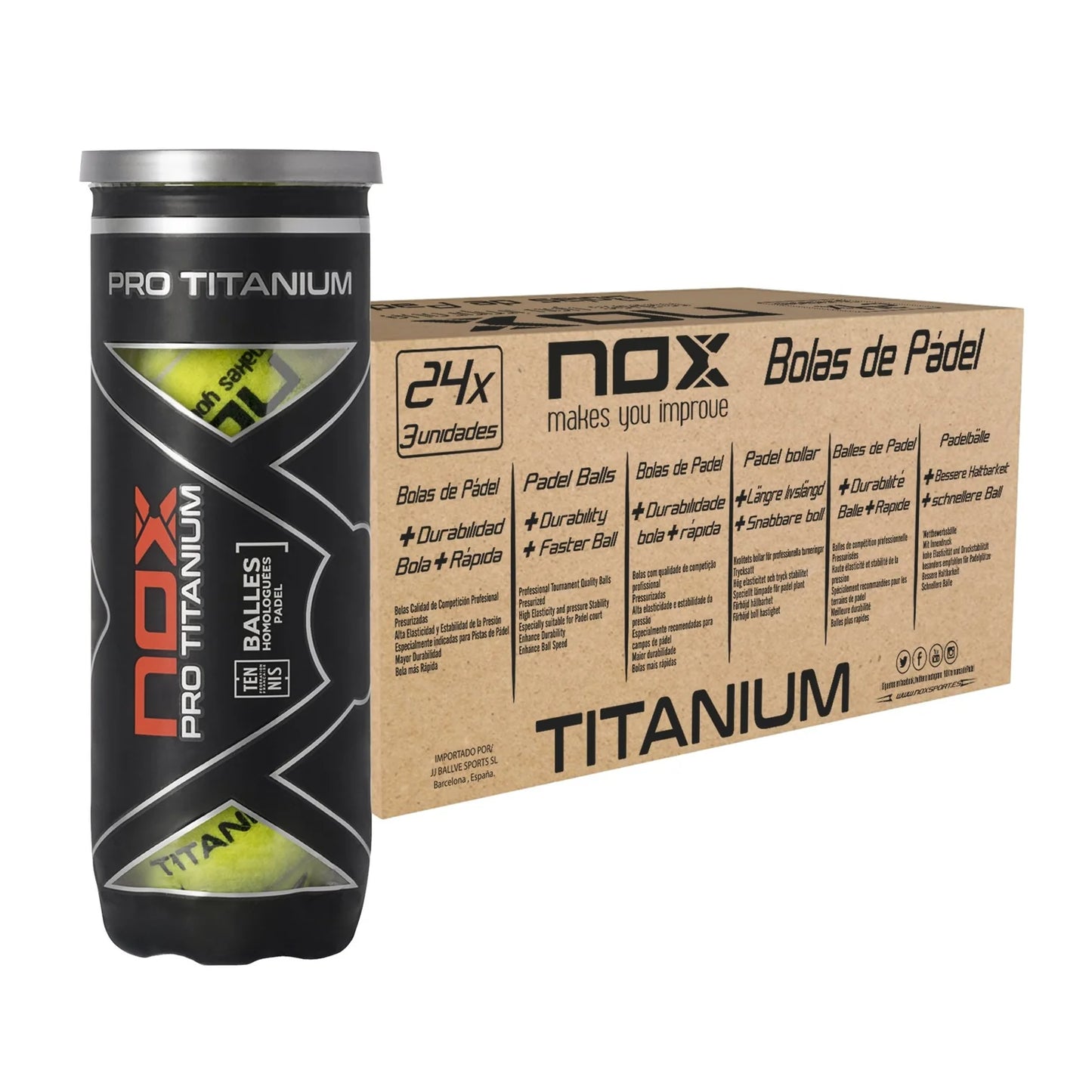 NOX PRO Titanium Padel Labda x3 doboz (24db) - Padel 4 All