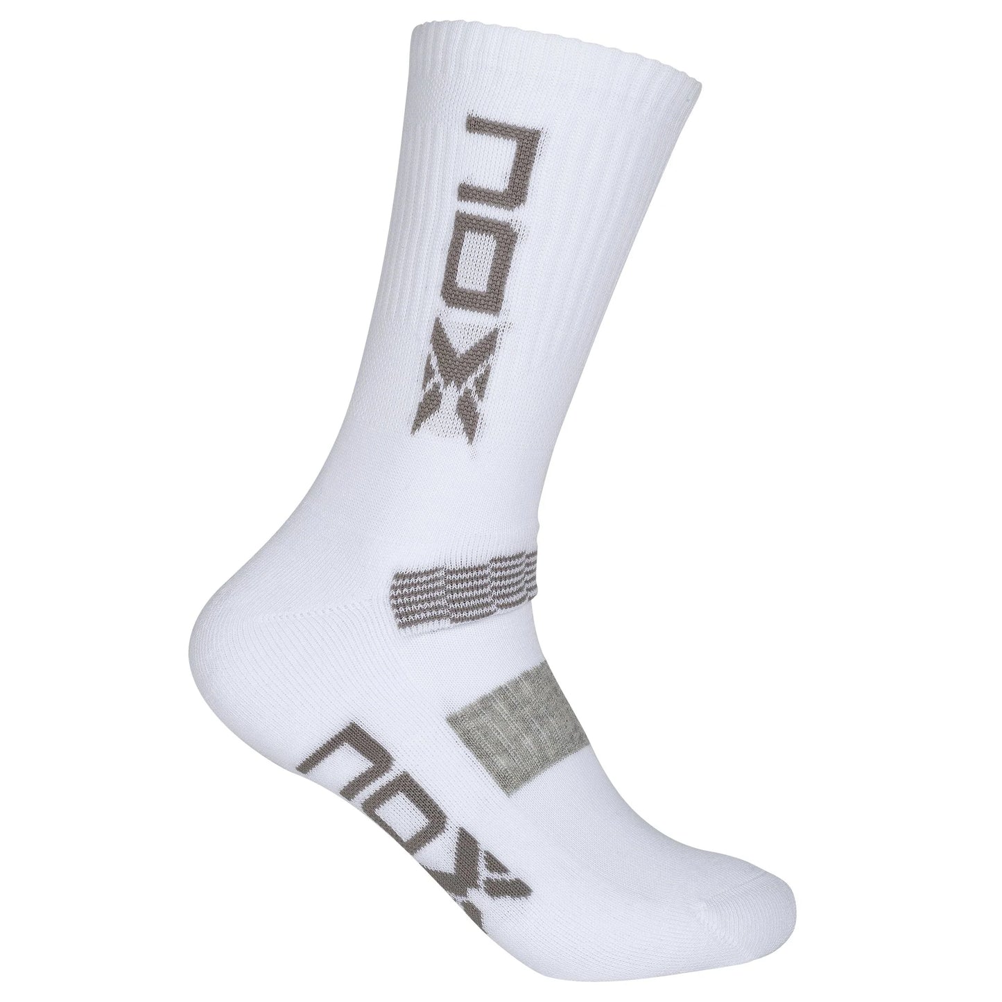 NOX Magasszárú Sportzokni White/Grey Logo - Padel 4 All