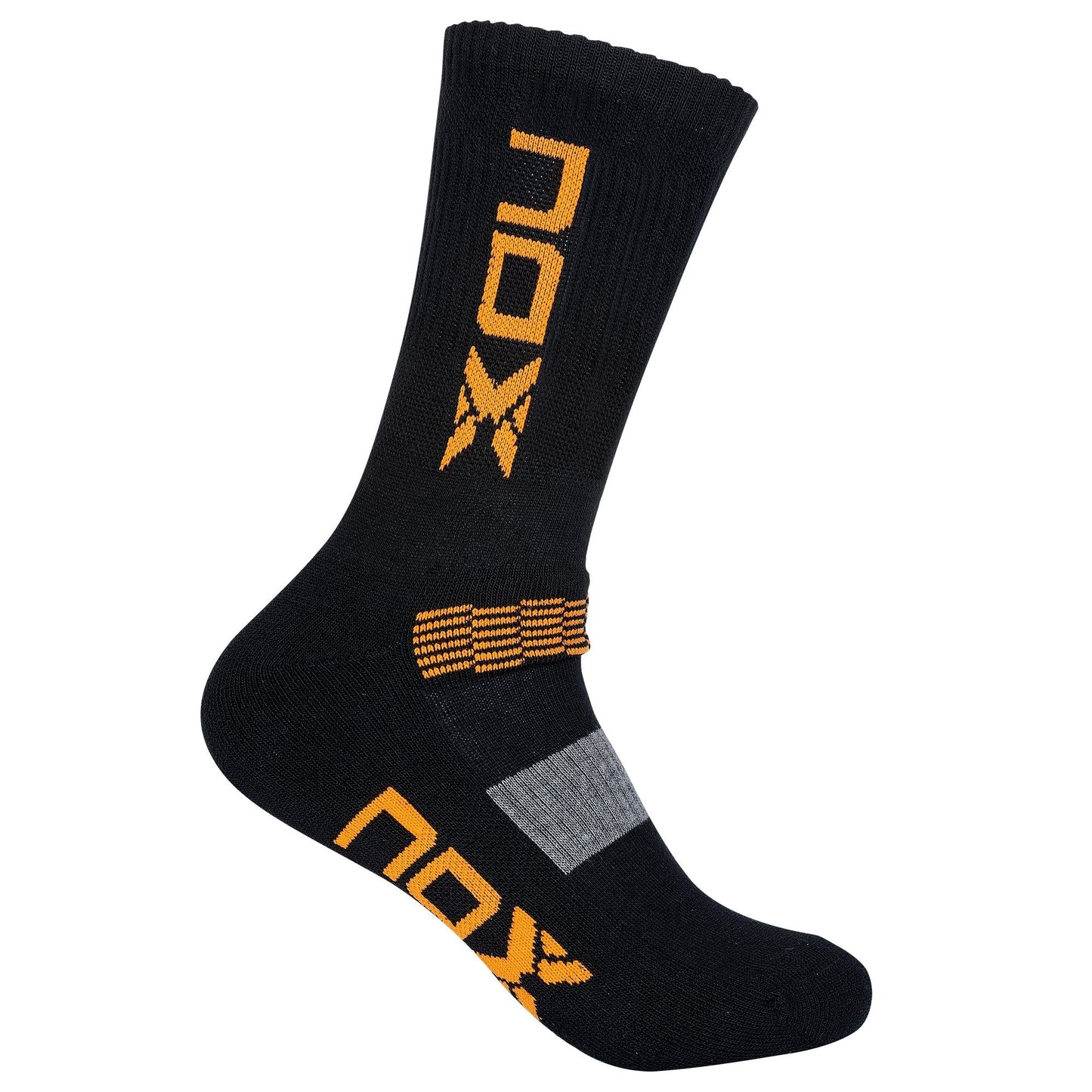 NOX Magasszárú Sportzokni Black/Orange Logo - Padel 4 All