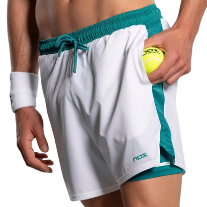NOX PRO Férfi Sport Short - White/Ivy Green