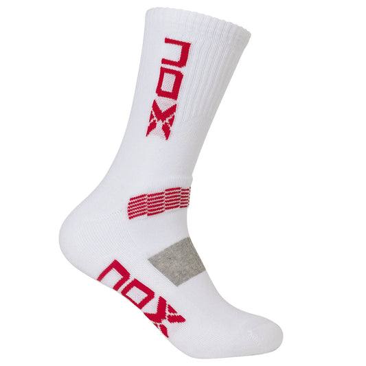 NOX Magasszárú Sportzokni White/Red Logo - Padel 4 All