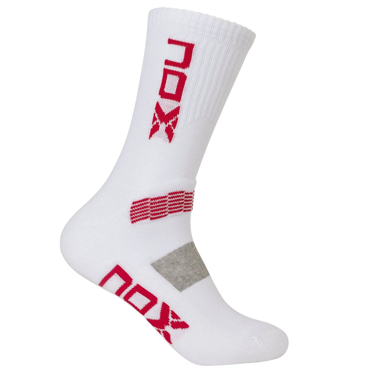 NOX Magasszárú Sportzokni White/Red Logo